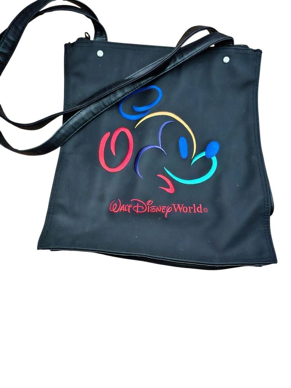 Disney Mickey Mouse Embroidered Pattern on Black Purse